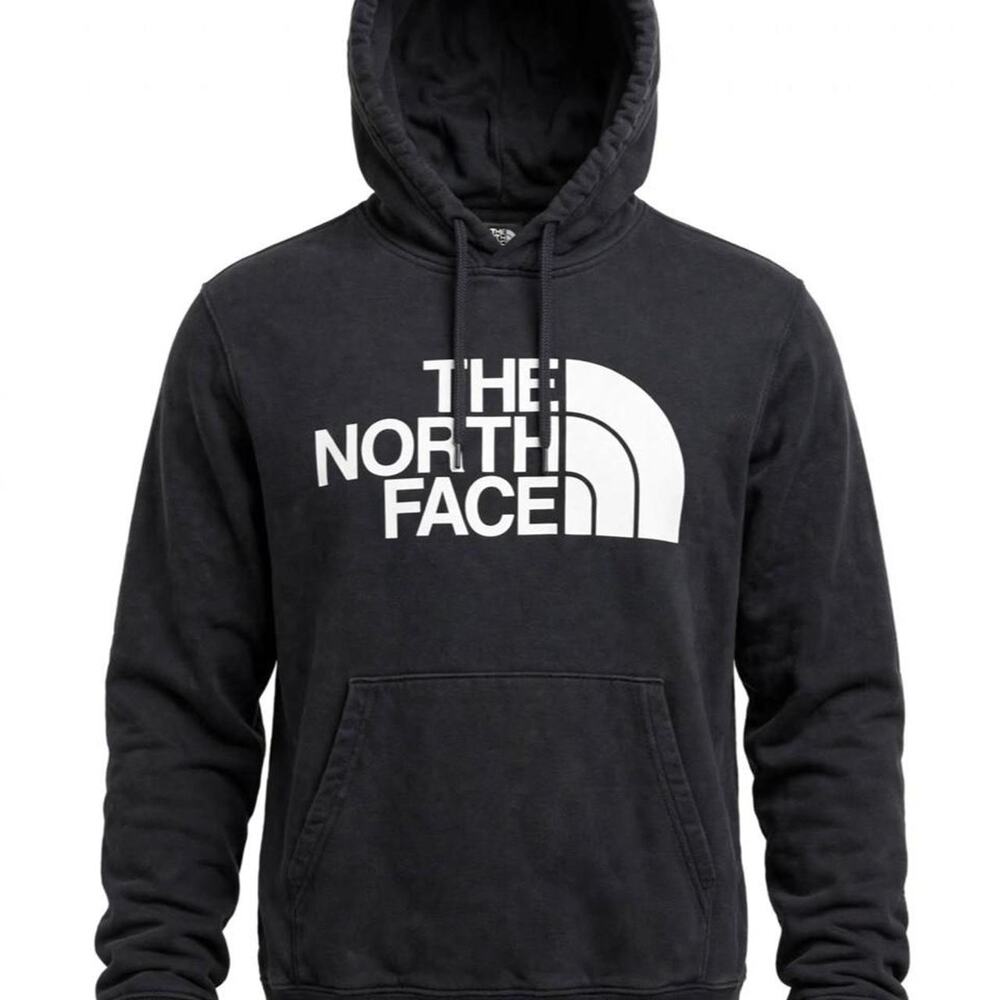 The North Face black hoodie with white logo, size M